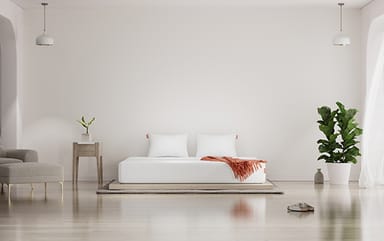 Mattress setup in a bedroom