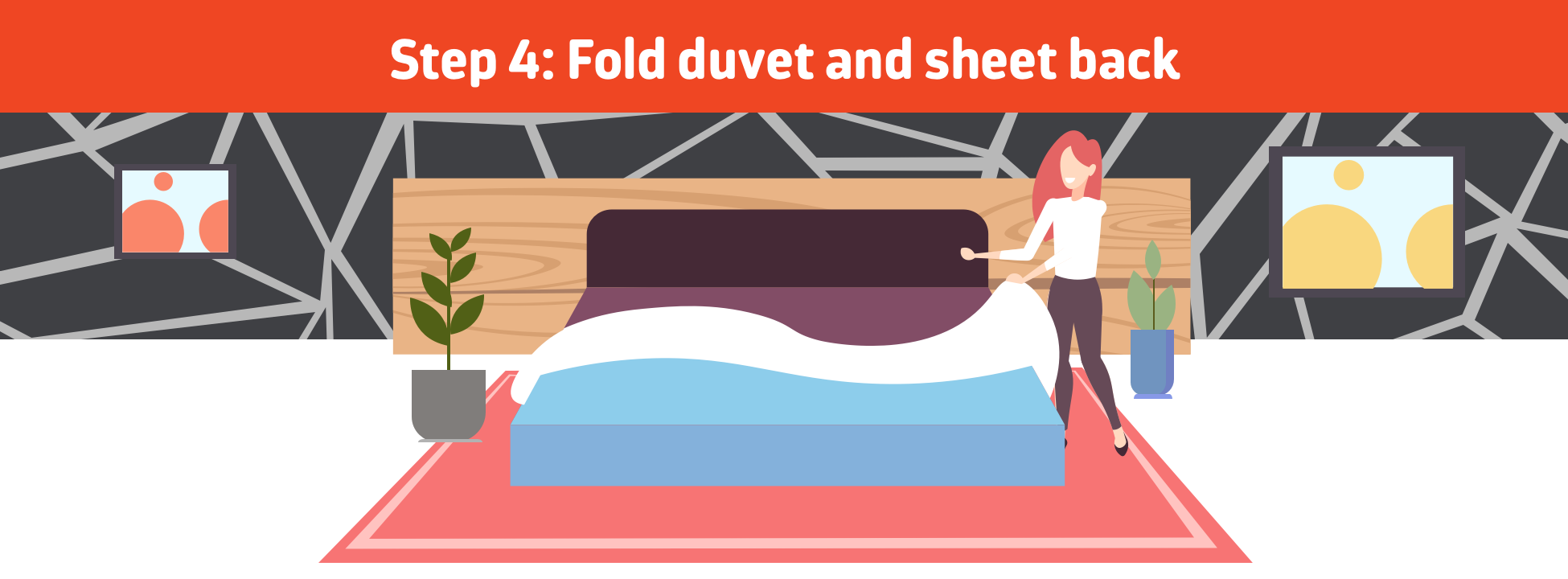 Fold duvet and sheet back