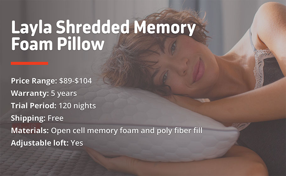 layla shredded memory foam pillow