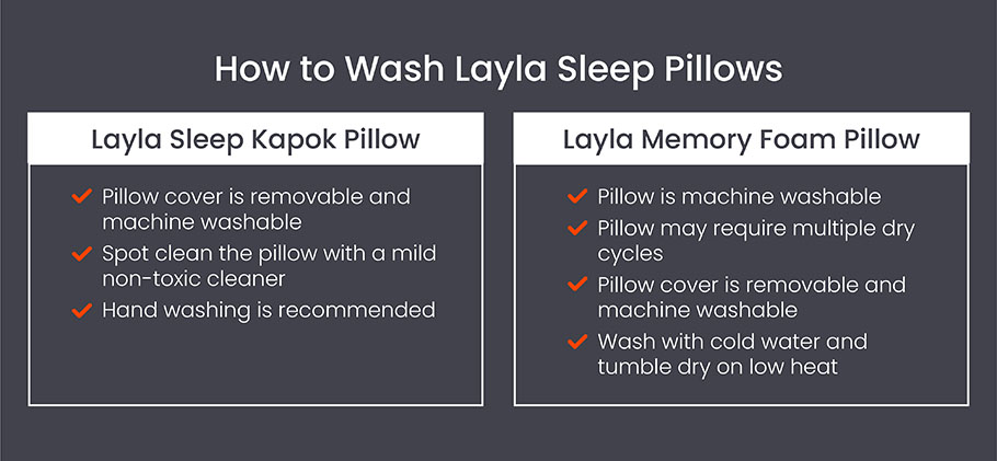 How to wash Layla Sleep pillows