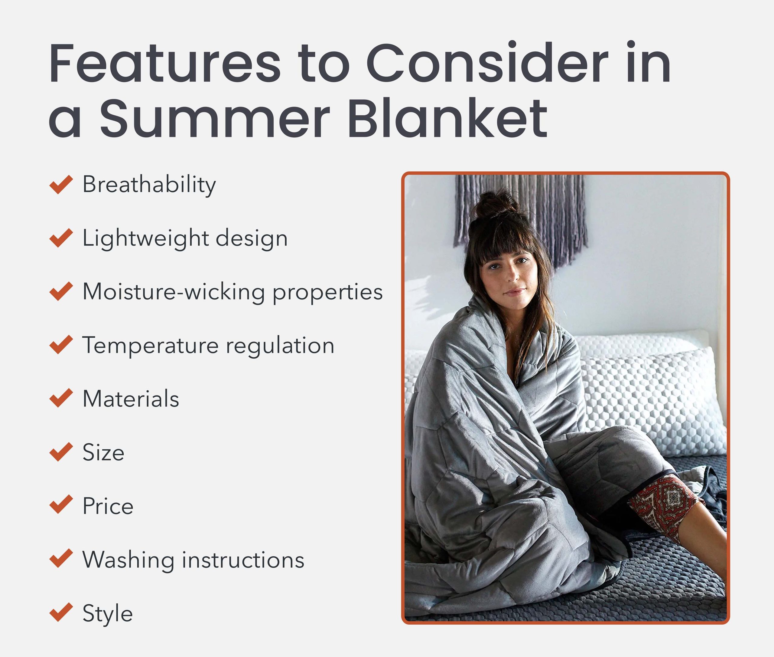 List of features to consider in a summer blanket